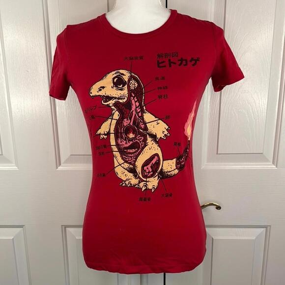 Vintage Japanese Charmander Anatomy T-Shirt - Picture 1 of 5